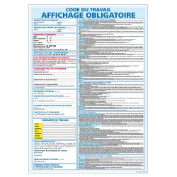 AFFICHAGE OBLIGATOIRE DU CODE DU TRAVAIL 450X630 MM EN PVC 1,5 MM