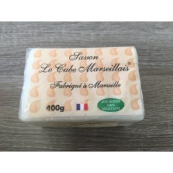 SAVON DE MARSEILLE BLANC 400G LE CUBE MARSEILLAIS